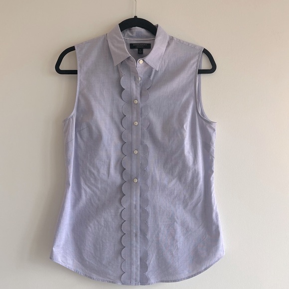 Banana Republic Sleeveless Riley Shirt with Scalloped Edge - Picture 1 of 3